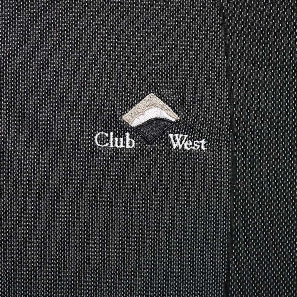 Vintage Nike Golf Polo Shirt Mens Large Black Gray Club West Course Logo Preppy
